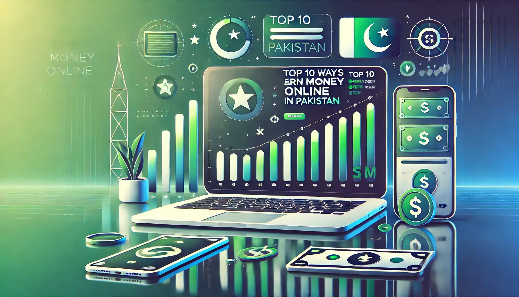 This Image is about the "Top 10 Ways to Earn Money Online in Pakistan"