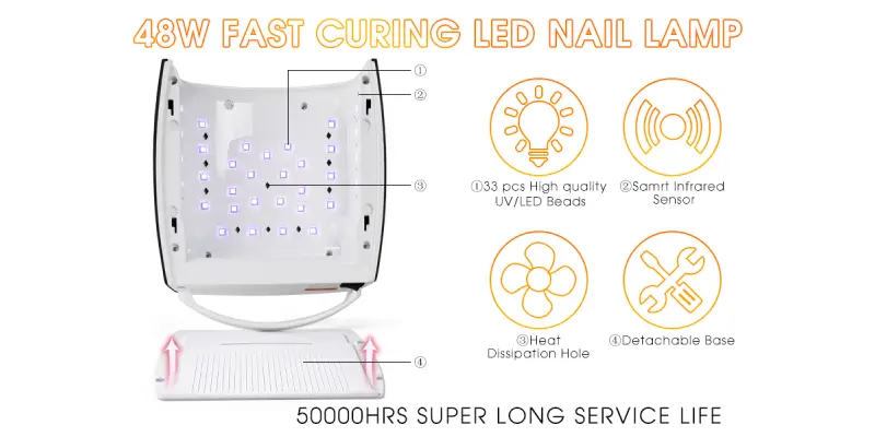 Cordless 48W LEDUV Nail Lamp